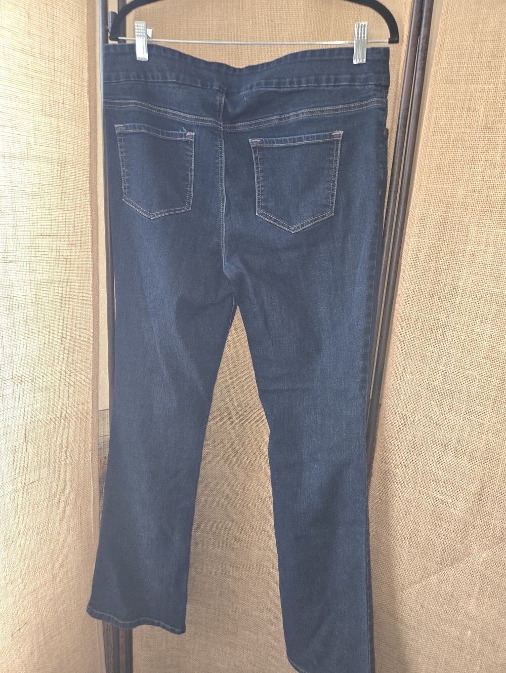 Dark Wash Straight Leg Jeans Elastic Waist Stretch Denim 12L - Picture 12 of 12